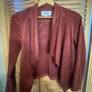 BB Dakota Steve Madden Faux Suede Draped Jacket XXS Rust Open Front Blazer